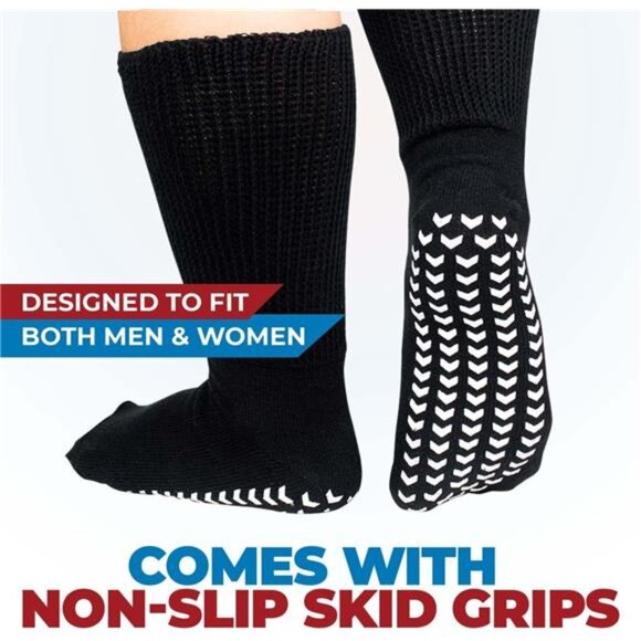 3 Pairs Extra Wide Socks for Swollen Feet, Diabetic Socks for Men, Non Slip Sock - Picture 5 of 7